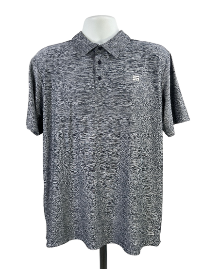 Three Sixty Six Men's Blue Heather Short Sleeve Active Polo -L