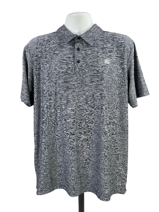Three Sixty Six Men's Blue Heather Short Sleeve Active Polo -L