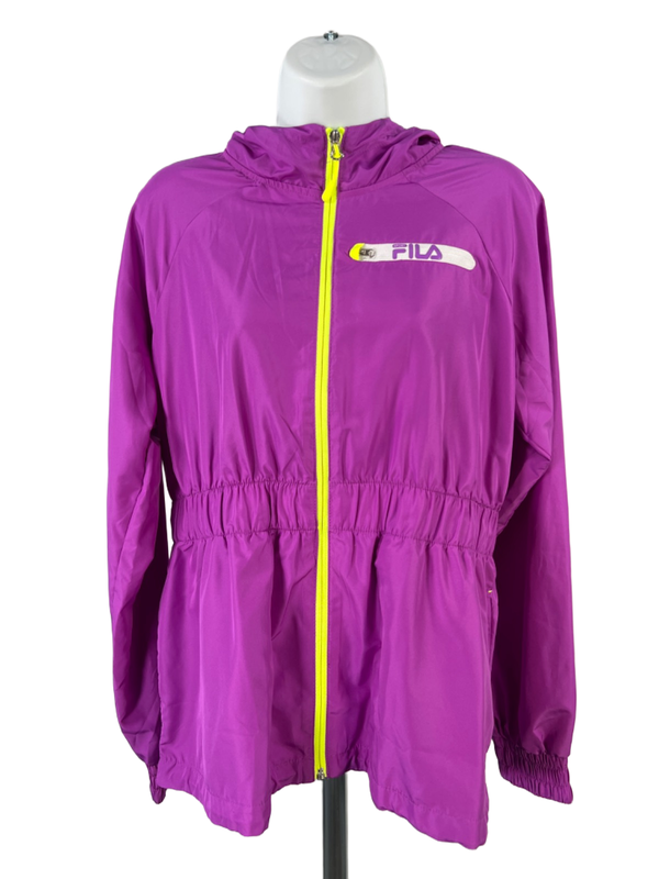 Fila Women's Purple/Green Zip Up Long Sleeve Athletic Windbreaker Jacket - M