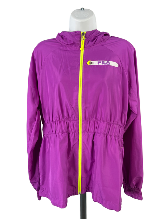 Fila Women's Purple/Green Zip Up Long Sleeve Athletic Windbreaker Jacket - M