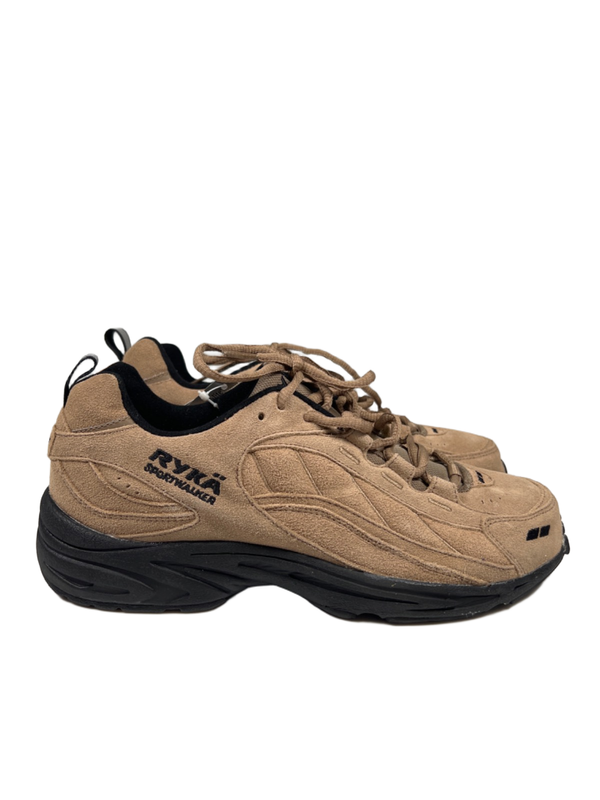 Ryka Women's Beige Sportwalker Scotchlite Leather Suede Sneakers - 10 Wide