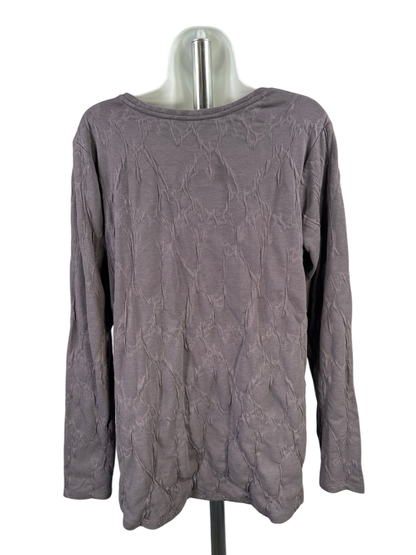 Simply Vera Wang Women's Gray Textured Long Sleeve Shirt - L image 2