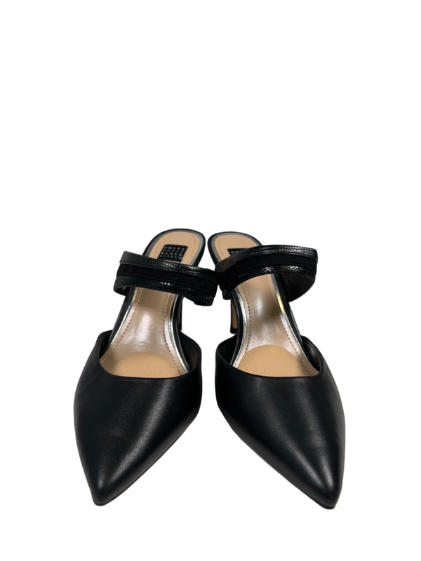 White House Black Market Women's Black Lisa Pointed Toe Mule Heels - 7.5 image 2