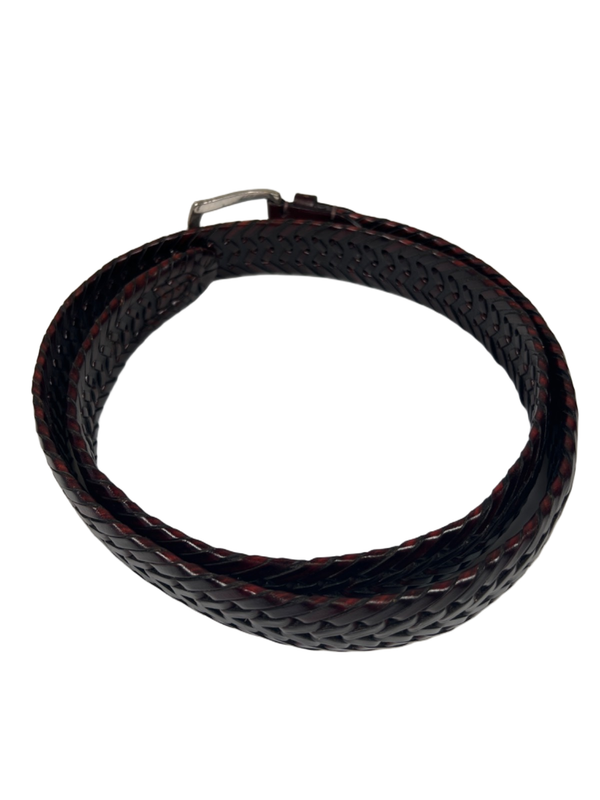 John W. Nordstrom Men's Brown/Red Leather Woven Brass Buckle 51 in Belt image 5