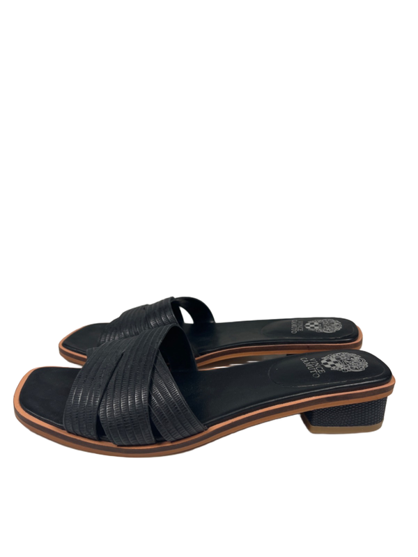 Vince Camuto Women's Black Leather Ydelle Square Toe Block Heel Sandals - 8.5 image 5
