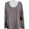 Simply Vera Wang Women's Gray Textured Long Sleeve Shirt - L