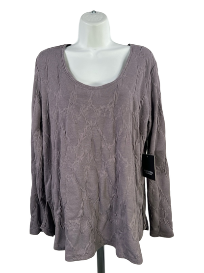 Simply Vera Wang Women's Gray Textured Long Sleeve Shirt - L