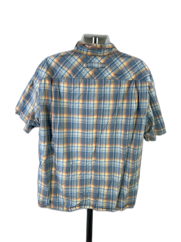 Duluth Trading Men's Blue Plaid Relaxed Short Sleeve Button Up Shirt - 2XL Tall image 2