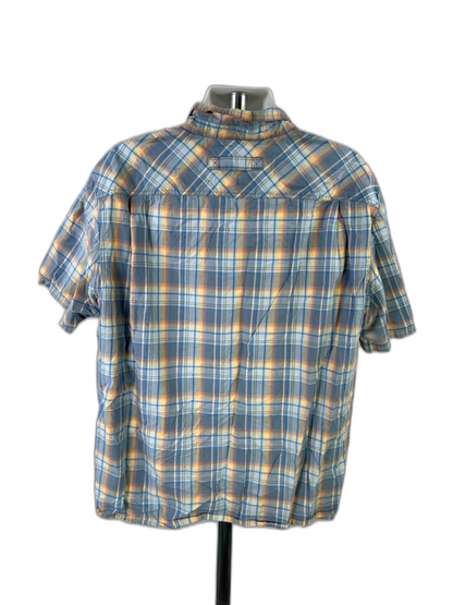 Duluth Trading Men's Blue Plaid Relaxed Short Sleeve Button Up Shirt - 2XL Tall image 2