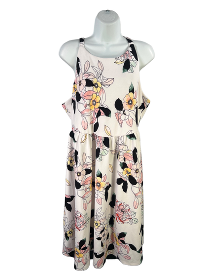 Torrid Women's White Floral Textured High Neck Sleeveless Midi Dress - 1 Plus