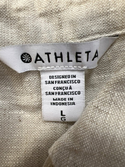Athleta Women's Beige Retreat Linen Button Up Shirt - L image 3