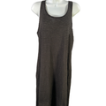 Eileen Fisher Women's Black/Green Striped Sleeveless Midi Dress - L