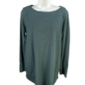J Jill Women's Green Waffle Knit Boat Neck Long Sleeve Sweater Shirt - M
