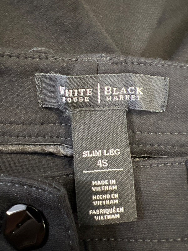 White House Black Market Women's Black Slim Leg Stretch Pants - 4 Short image 3