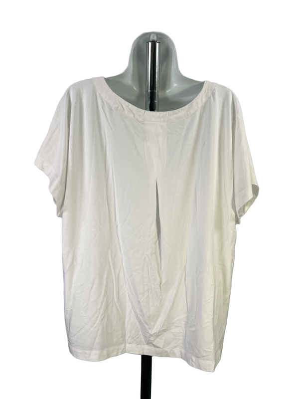 J Jill Women's White V Neck Pleat Back Short Cap Sleeve Tee Shirt - 2X Plus image 2