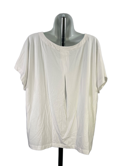 J Jill Women's White V Neck Pleat Back Short Cap Sleeve Tee Shirt - 2X Plus image 2
