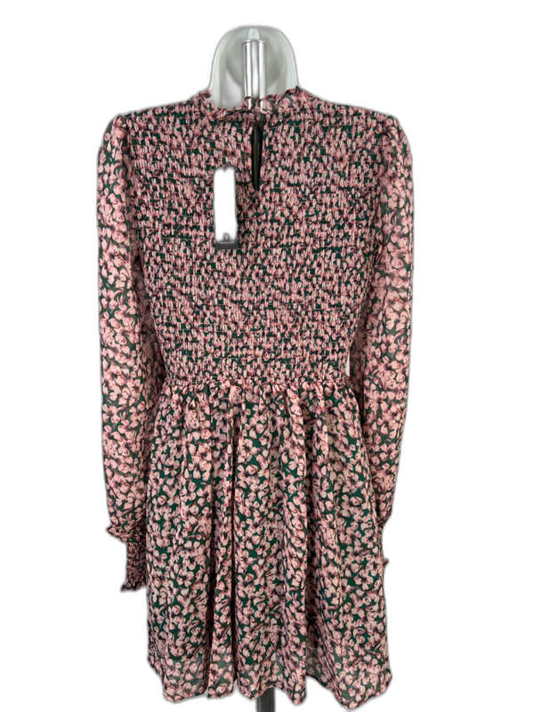 Lulu's Women's Green/Pink Floral Forever Long Sleeve Smocked Skater Dress - S image 2