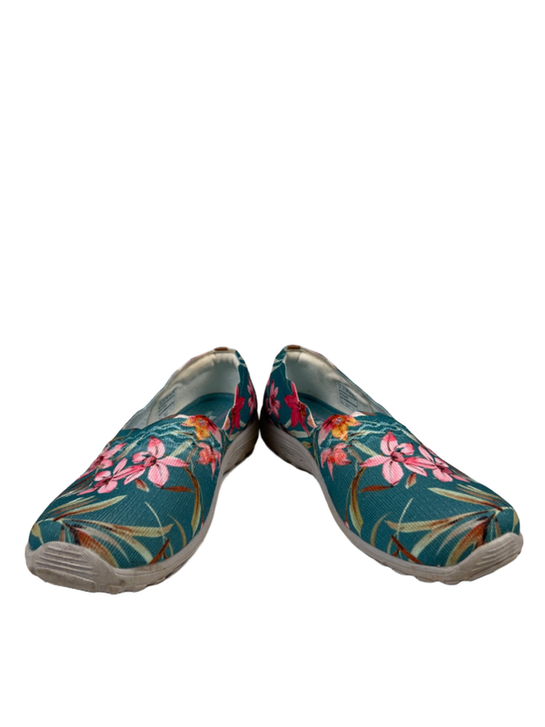 Skechers Women's Blue/Pink Floral Scallop Trim Slip On Shoes - 9 Wide image 6