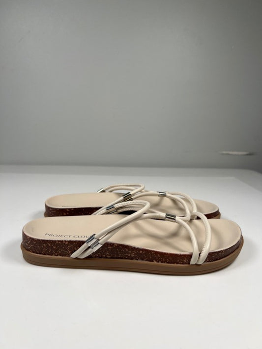 Project Cloud Women's Beige/Ivory Float Strappy Slide On Sandals - 8