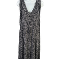 Lane Bryant Women's Black/White V Neck Tie Waist Sleeveless Midi Dress - 14/16