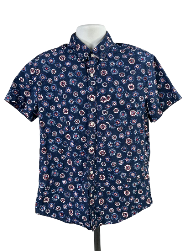 J.Crew Men's Blue Slim Fit Flex Washed Short Sleeve Button Up Shirt - L