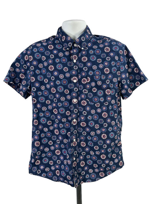 J.Crew Men's Blue Slim Fit Flex Washed Short Sleeve Button Up Shirt - L