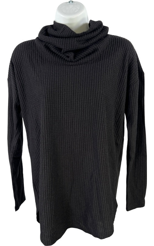 LOFT Women’s Black Long Sleeve Waffle Knit Cowl Neck Sweater - XS image 2