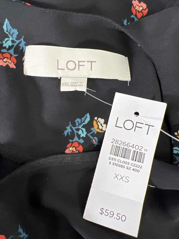 NEW LOFT Women’s Black Floral Semi Sheer Long Sleeve Blouse - XXS image 3