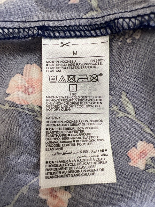 Old Navy Women's Blue Floral Smocked Fit & Flare Sleeveless Cami Midi Dress - M image 4