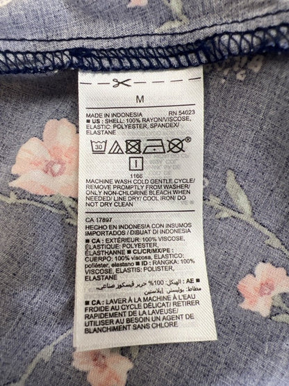 Old Navy Women's Blue Floral Smocked Fit & Flare Sleeveless Cami Midi Dress - M image 4