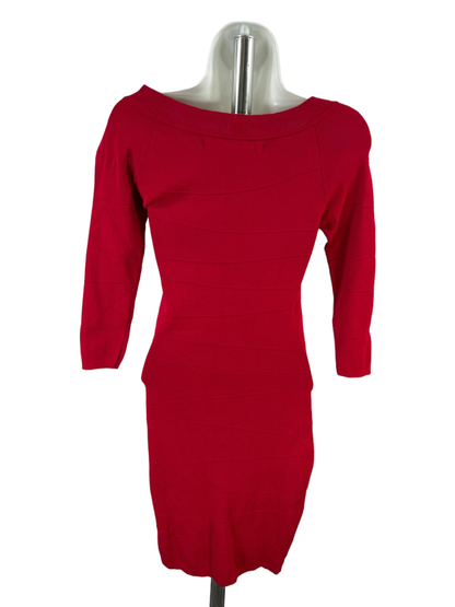 Max Studio Women's Red Textured Bodycon Elbow Sleeve Mini Dress - S image 2