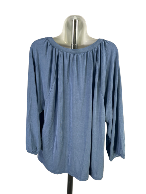 Lucky Brand Women's Blue Long Sleeve V-Neck Blouse - XXL image 2