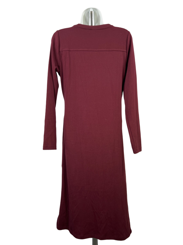Old Navy Women's Burgundy Long Sleeve Knotted Side Shirt Dress - S image 2
