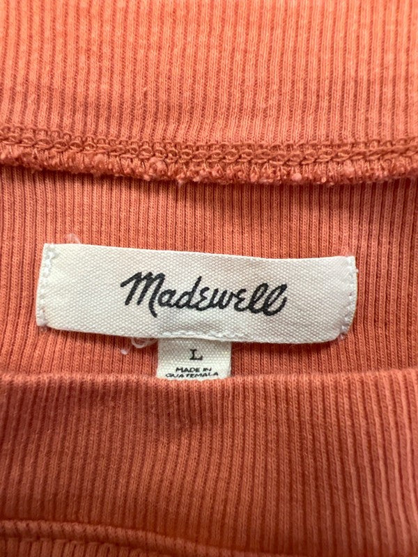 Madewell Women's Orange Ribbed Short Sleeve Crewneck Tee Shirt - L image 3