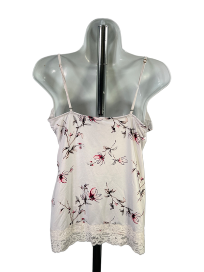 White House Black Market Women's White Floral Lace Trim Cami Tank Top - L image 2