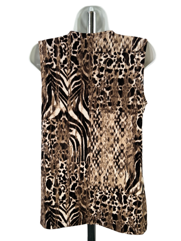 Dana Buchman Women's Brown Animal Print Sleeveless V-Neck Top - S image 2
