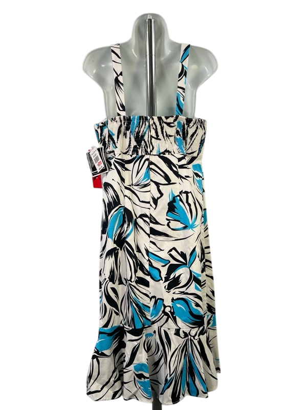 R and K Women's White/Blue Floral Adjustable Strap Sundress - 10 image 2