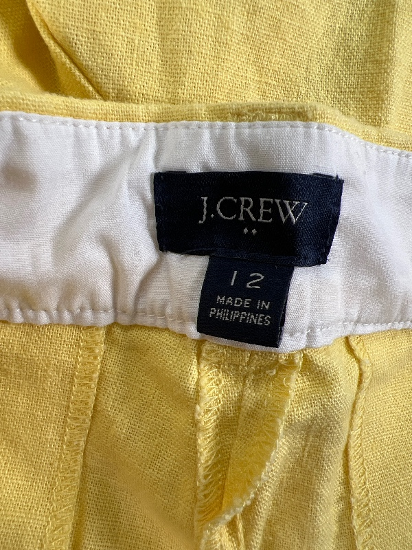 J.Crew Women's Yellow Scallop Hem Linen Shorts - 12 image 3