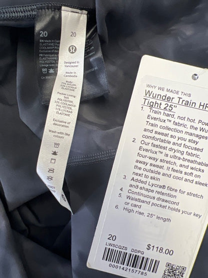 Lululemon Women's Gray Diamond Dye Wunder Train High Rise Athletic Pants - 20 image 3