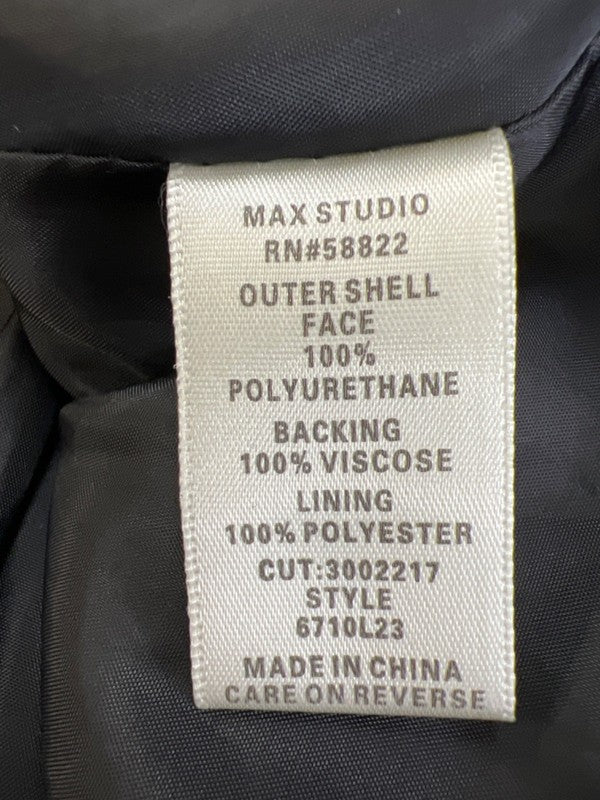 Max Studio Women's Black Faux Leather Long Sleeve Moto Jacket - L image 4