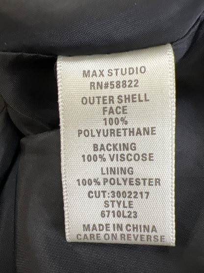 Max Studio Women's Black Faux Leather Long Sleeve Moto Jacket - L image 4