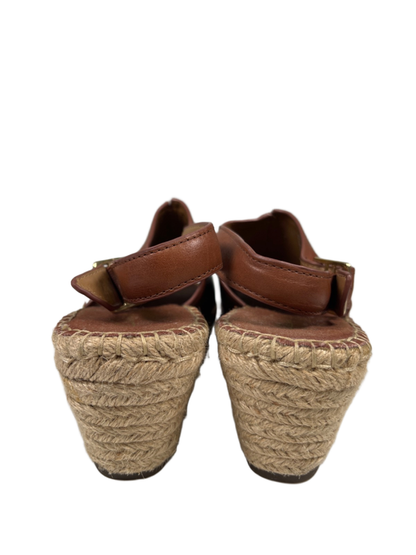 Clarks Artisan Women's Brown Leather Espadrille Slingback Wedge Sandals - 9 image 4