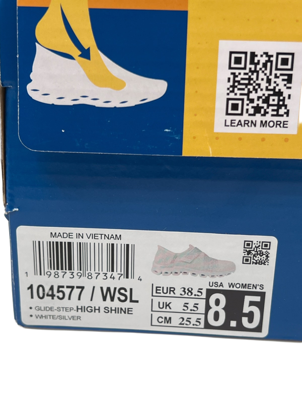 Skechers Women's White Slip-In Glide Step Rhinestone Z-Strap Sneakers - 8.5 image 11