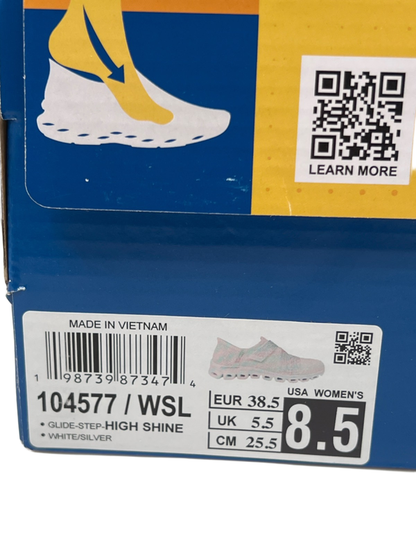 Skechers Women's White Slip-In Glide Step Rhinestone Z-Strap Sneakers - 8.5 image 11