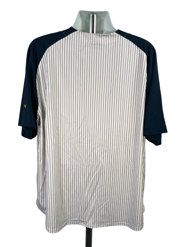Valiant Men's Blue/White Striped University Of Michigan Baseball Jersey - 3XL image 2