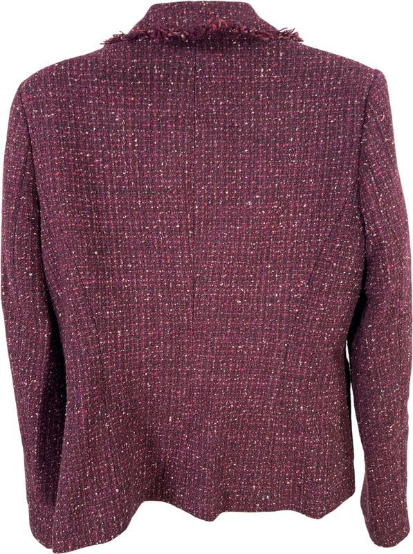 Marshall Fields Women’s Purple Tweed Long Sleeve Fringe Trim Jacket - 6 image 2