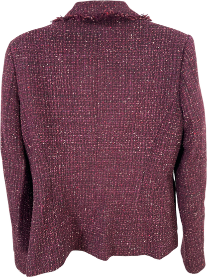 Marshall Fields Women’s Purple Tweed Long Sleeve Fringe Trim Jacket - 6 image 2
