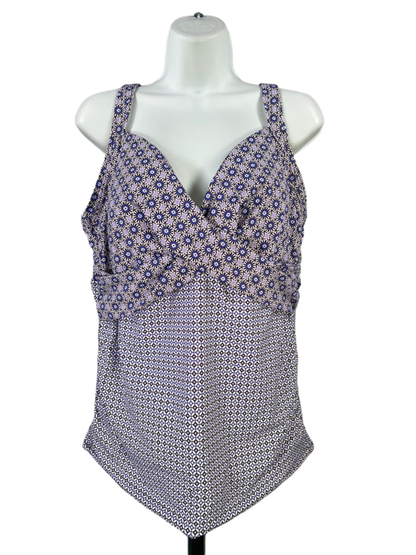 Lands End Women's Purple Underwire Tankini Swimsuit Top - 16