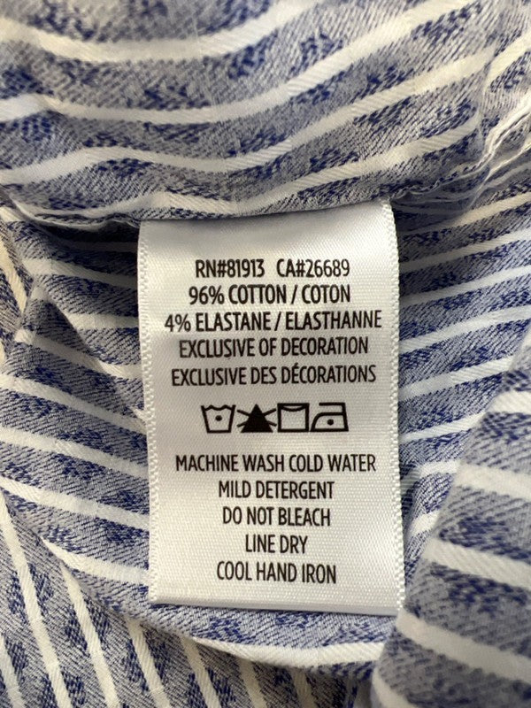 Robert Graham Men's Blue Striped Button Up Flip Cuff Classic Dress Shirt - M image 4