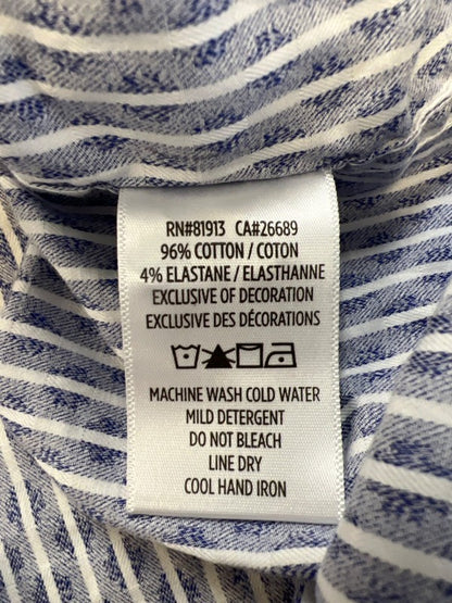 Robert Graham Men's Blue Striped Button Up Flip Cuff Classic Dress Shirt - M image 4